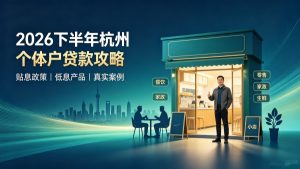 2026下半年杭州个体户贷款全攻略！政策贴息、低息产品、真实案例一次性讲透